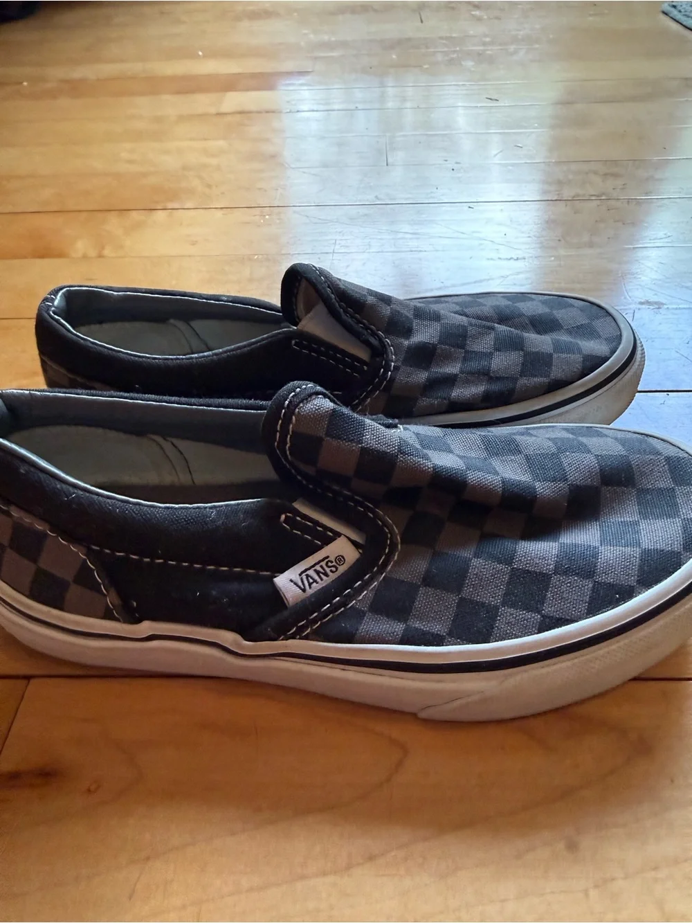 Vans Kids Checkerboard Slip-On Sneakers - Black and Gray